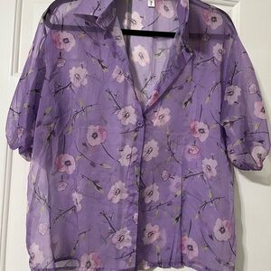 Floral Sheer Purple Blouse